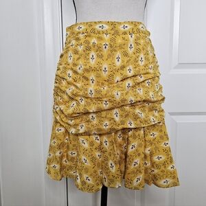 Veronica Beard Asymmetrical Yellow Floral Skirt